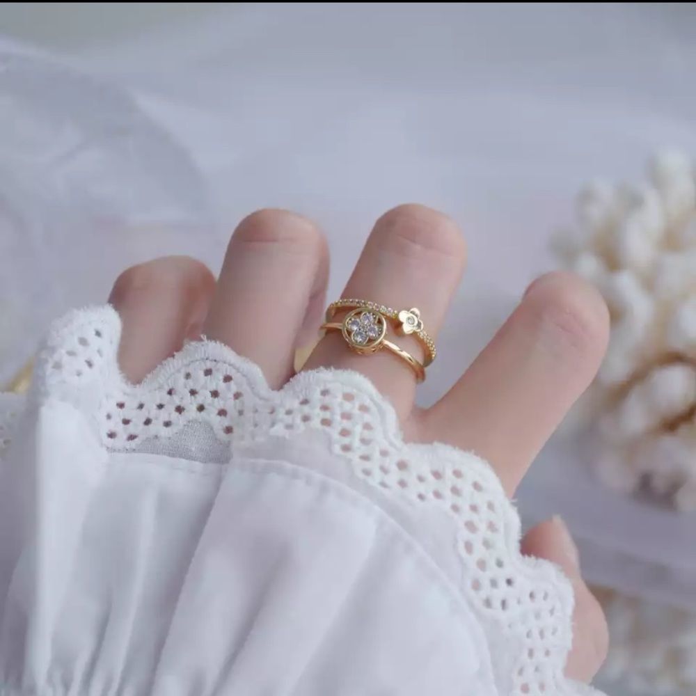 ❌Crystal Flower Adjustable Ring